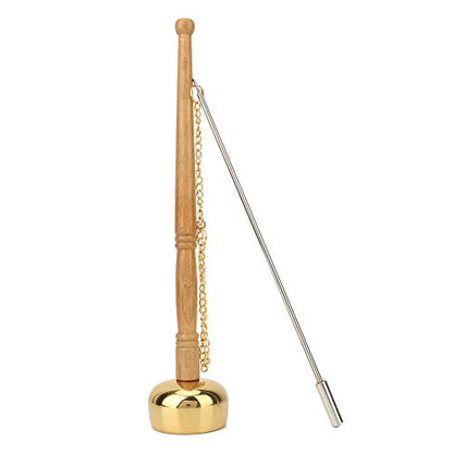 Brass Hand Bell, Buddhist Supplies Wooden Handle Singing Scripture Implement With Classic Design for Collection or Gifts
