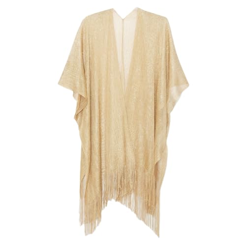 Sparkle Metallic Evening Shawls for Women formal Party Dresses Beach Travel Cardigan Shawl Wrap for Swimsuit - color: G-champagne