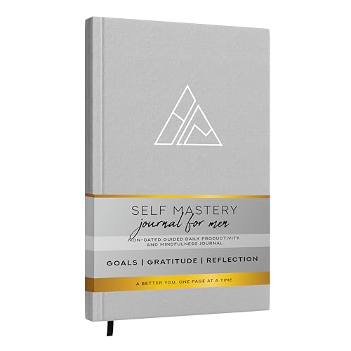 Self-Mastery Journal for Men - Daily Productivity Journal for Happiness, Gratitude Journal, Mindfulness, Self Care & Reflection – Goal Journal, Guided Journal for Men & Women – Inspirational Journal - color: Gray