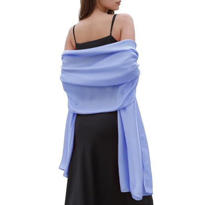 Womens Scarf Pashmina Shawls and Wraps for Evening Dresses Like Chiffon Silk Scarf for Bridal Weddings - color: Blue