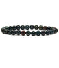 Angelstones Handmade Natural Healing Gemstone 6mm Round Beads Stretch Crystal Bracelet 7 Inch Unisex - color: Green Bloodstone Heliotrope