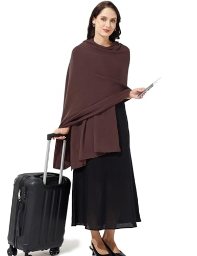 Soft Cashmere Blend Wrap Chic Scarf Stole for Women Wayfarer Travel Extra Large 87"x28" - color: Dark Brown