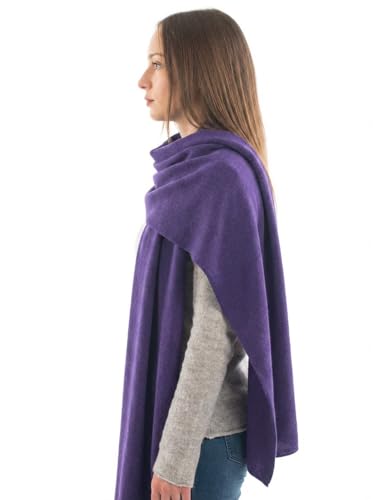 Dalle Piane Cashmere Womens Wool Cashmere Blend Stole Soft Italian Shawl Wrap for Wedding Evening Gift Made in Italy - color: Purple