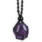 Natural unprocessed crystal raw stone hand woven rope adjustable necklace pendant for both men and women - color: A-Amethyst 1