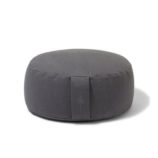 Organic Round Meditation Cushion by renoo - Durable Comfortable Cotton, Linen, Hemp - Modern Zafu - Buckwheat Floor Pillow Yoga Bolster in 15 Colors Removable Cover - 15 inches - Slate - color: Slate