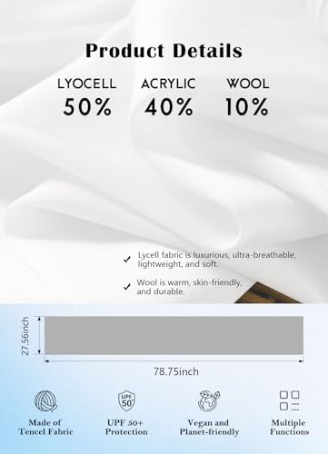 Women's Wool Blend Travel Scarf Lightweight Breathable Wrap Pashmina Airplane Blanket Shawl - color: White