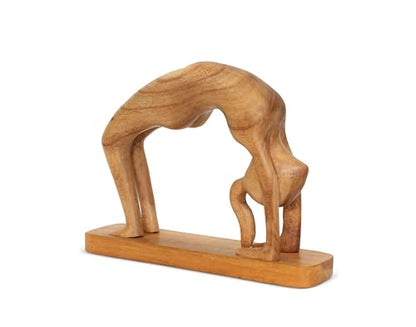 G6 Collection 10" Wooden Handmade Abstract Sculpture Art Decorative Home Decor Handcrafted Figurine Accent Decoration Artwork Hand Carved, Wheel Pose - style: Wheel Pose