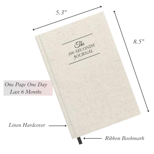 Gratitude Journal – 5 Minute Guided Daily Journal with Prompts for Mindfulness, Self Care & Positive Thinking, 300 Seconds Daily Reflection, Original Linen Cover Available All Year Round - color: Original Linen