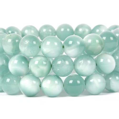 Justinstones Gemstone Crystals Chakra Beads Bracelet Crystal Healing 10mm Round Stretchable Bracelet for Her Gift - color: Moss Green Angelite