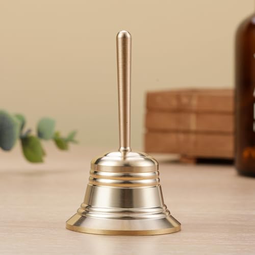 Small Solid Brass Hand Call Bell for Seniors, Bedside,Teacher and Bedridden, Wedding Bell, Dinner Bell, Tibetan Bell, Meditation Bell Classroom Bell (Medium) - size: Medium