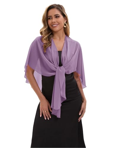 Baoqiya Chiffon Shawl Evening Scarf Shawls and Wraps for Women Wedding Party Bridal Scarves Cover Ups - color: Mauve