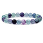 Keleny Gem Semi Precious Gemstones 8mm Natural Stone Round Beads Crystal Stretch Bracelets 7 Inch Unisex - color: 8mm Multicolor Fluorite