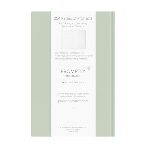 Promptly Journals, A Complete Childhood History: From Pregnancy to 18 Years Old (Aloe Green, Leatherette) | Baby Book and Pregnancy Journal | Baby Memory Book - color: Aloe