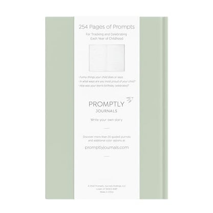 Promptly Journals, A Complete Childhood History: From Pregnancy to 18 Years Old (Aloe Green, Leatherette) | Baby Book and Pregnancy Journal | Baby Memory Book - color: Aloe