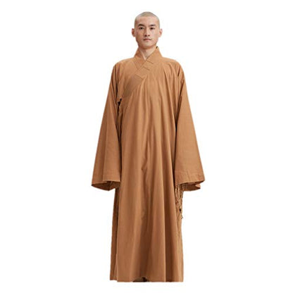 ZanYing Men's Long Gown Traditional Buddhist Meditation Monk Robe - color: Brown S31, size: Small