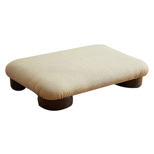 Japanese Tatami Low Stool,Multifunctional Wood Floor Chair with Padded Seat,Portable Meditation Stool Footstool for Living Room, Bedroom,Sitting On The Floor(15.7" W×10.6" D×3.1" H, Beige) - size: 15.7"W×10.6"D×3.1"H