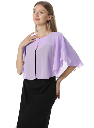 Chiffon Capelet Soft capes Shawls and Wraps for Evening Dress Wedding Cape 1920s shawl accessories for women - color: Lilac