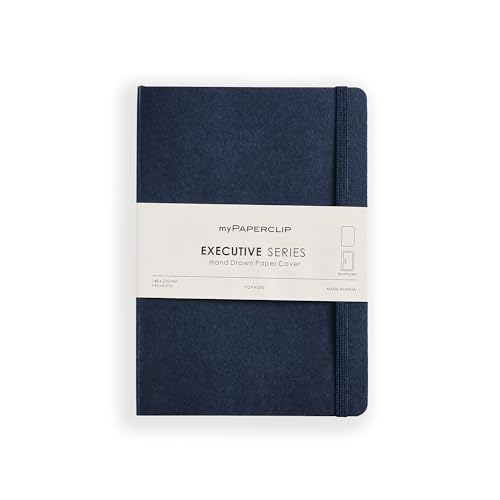 myPAPERCLIP Executive Series A5 Plain Notebook | 192 Pages, 80 GSM, Soft Cover, A5 (5.83 x 8.27 in) | Flat Lay | Bookmark, Elastic Closure & Back Pocket | Blue - color: Blue, size: A5, Plain
