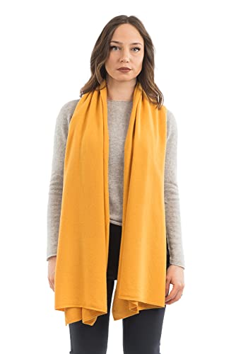 Dalle Piane Cashmere Womens Wool Cashmere Blend Stole Soft Italian Shawl Wrap for Wedding Evening Gift Made in Italy - color: Ocra Yellow