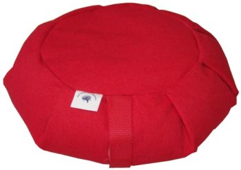 Zafu Yoga Sitting Meditation Cushion - Buckwheat Filling - color: Red, size: 14 In