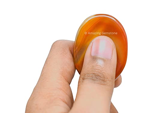 Amazing Gemstone Carnelian Worry Stone Crystals and Healing Stones - Stress Relief Gifts - Piedra Crystal Fidget for Meditation, Relaxation - Unique Stocking Stuffers and Birthday Gifts - color: Carnelian