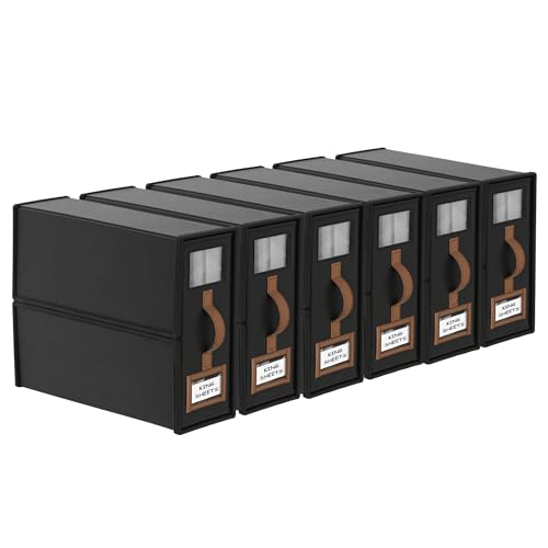 6 Pack Bed Sheets Organizers And Storage,Sheets Set Folder Keeper with Handle,Foldable Bedding Storage Box For Linen Closet,Duvet Cover(King Size-3.7 Gal,Black) - color: Black, size: 6 Pack-King Size-3.7 Gal