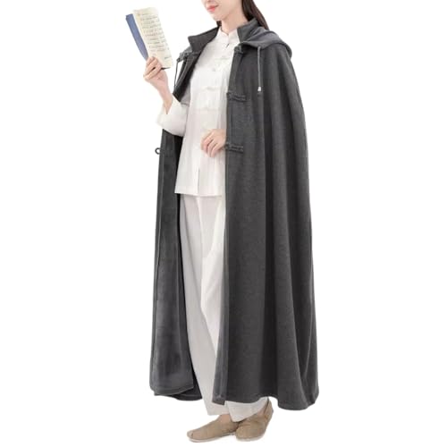 Meditation Buddhist Hooded Cloak Zen Robe Men Women Soft Warm Fleece Hooded Cape for Yoga Lounge Wear Holiday - color: Gray, size: Medium