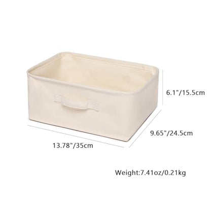Foldable Storage Bins with Lids Cotton Canvas Rectangular Storage Box Ideal for Organization Lightweight and Durable (13.78 x 9.65 x 6.1) - size: 13.78 x 9.65 x 6.1"