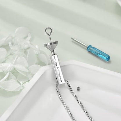 Cremation Urn Necklaces for Ashes Sterling Silver 3D Vertical Bar Memorial Pendant for Loved Ones Keepsake Cremation Jewelry Gifts for Women Men - style: Dragonfly