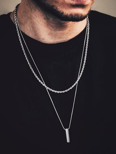 Bandmax Solid 1.5mm/2mm/3mm/6mm Rope Chains for Men Women 14K Gold Plated/Black Plated Stainless Steel Twist Chain 16-30 Inches, with Gift Box - color: 07 3MM Steel