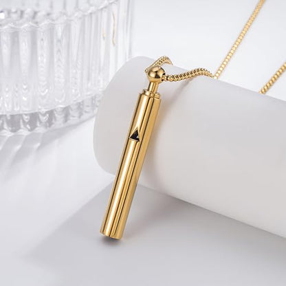 Breathing Easy Necklace, Mindfulness Breathing Stainless Steel Pendant for Stress Relief, Anxiety Management & Smoking Cessation Aid, Intricate Engraving for Men Women - color: Gold