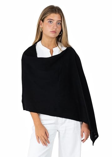 Velanio Cashmere Luxury Knitted Wrap Travel Shawl Scarf, Pashmina Stole, All-Season Scarf for Women Cashmere Wool Blend - color: Velvet Black