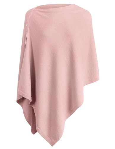 PULI Women's Versatile Knitted Shawls Scarf Poncho Sweater with Buttons Lightweight Spring Summer Fall Wraps - color: A-light Pink