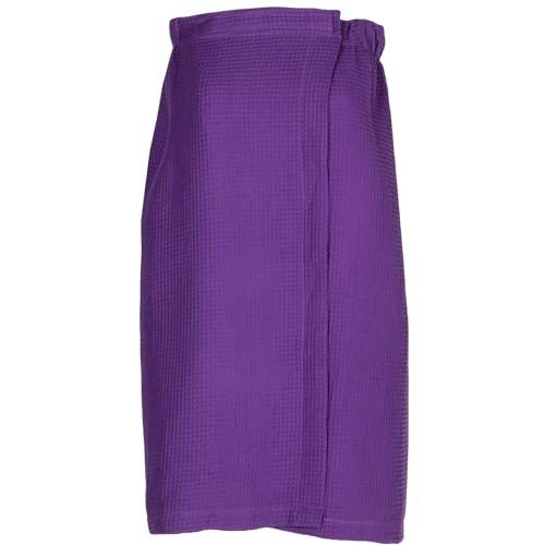 Women's Waffle Weave Spa Wrap - Lightweight, Breathable, One-Size-Fits-Most (29" Long) - color: Purple