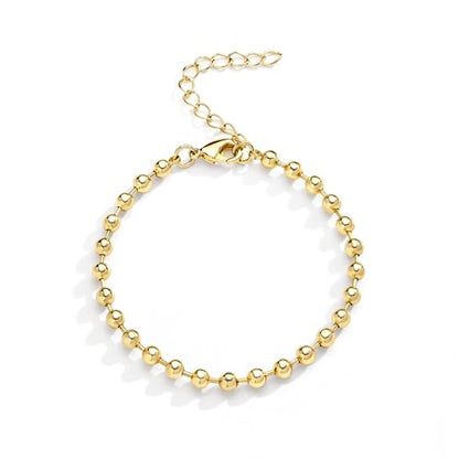 3mm Diamond Classic Tennis Bracelet for Women Dainty, Gold Jesus Cross Bracelets Trendy, 14K Gold Plated Heart/Evil Eye/Pearl/Starfish & Seashell Charm Bracelets for Women Bulk - style: Beaded-Gold