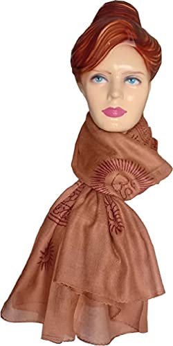 KVR Hindu Pooja Religious Cotton Indian prayer scarf with OM Krishna Ganesha Shiva Nataraja yoga spiritual auspicious prints - color: Brown-om