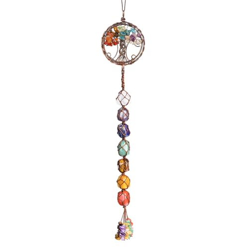 Anjiucc Handmade Crystal Window Car Hanging Ornaments 7 Chakra Home Ornament Yoga Meditation Car Decoration（A-Style 11） - color: A-style 11