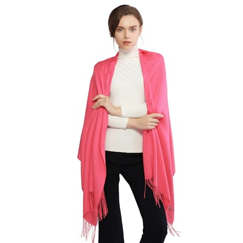 RIIQIICHY Women's Scarf Pashmina Shawls and Wraps for Evening Dress Bridesmaid Wedding Bridal Winter Warm Long Large Scarves - color: Coral