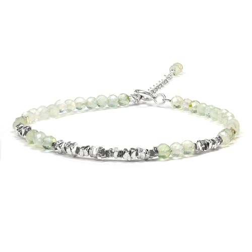 Natural Crystal Cut Bead Bracelet, 925 Silver Faceted Gemstone Jewelry for Women, Handmade Chakra Design Gift for Birthday Christmas Daily Wear