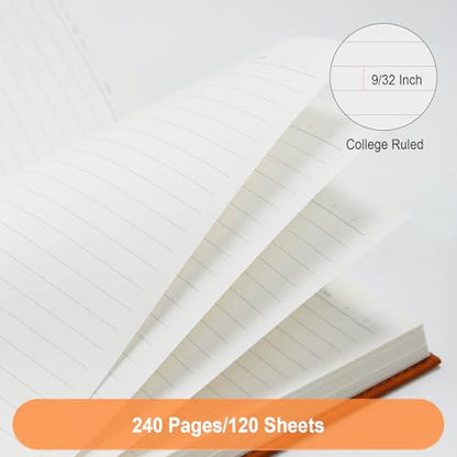 COMIX Lined Journal for Men Women, 240 Pages 5.6" x 8.3" Journaling Notebook, A5, College Ruled, Hardcover Notebook for Work & Note Taking, Fits for Office School Home, Brown