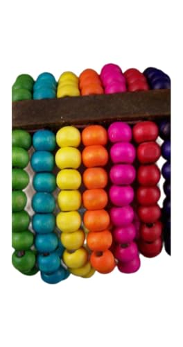 Colorful Wood Wooden Rainbow Beaded 2.25" Wide Stretch Bracelet Boho Bracelet Bracelets Friendship Jewelry For Women