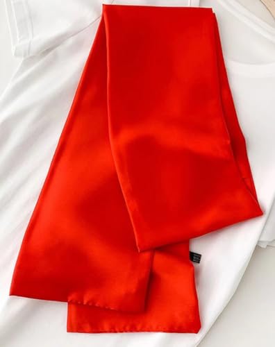 ANDANTINO 100% Silk Scarf for Women 59”*6.3” Long Shawls for Headscarf and Neck- Oblong Hair Wraps with Gift Packed - color: Solid Color-red