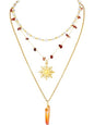 Sacina Layered Crystal Sun Necklace, Gothic Boho Hippie Summer Beach Necklace, Boho Hippie Jewelry, Christmas Jewelry Gift for Women - color: Gold