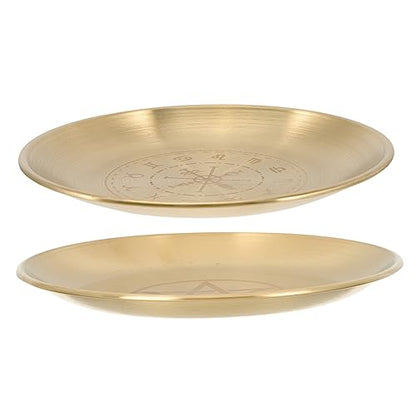 Pentacle Altar Candle Tray Set 2pcs Brass Star Ceremony Plate for Religious Offerings Decorative Candlestick Holder Storage Display for Home Decor