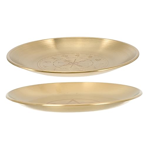 Pentacle Altar Candle Tray Set 2pcs Brass Star Ceremony Plate for Religious Offerings Decorative Candlestick Holder Storage Display for Home Decor