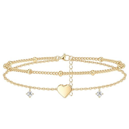 3mm Diamond Classic Tennis Bracelet for Women Dainty, Gold Jesus Cross Bracelets Trendy, 14K Gold Plated Heart/Evil Eye/Pearl/Starfish & Seashell Charm Bracelets for Women Bulk - style: Heart-Silver