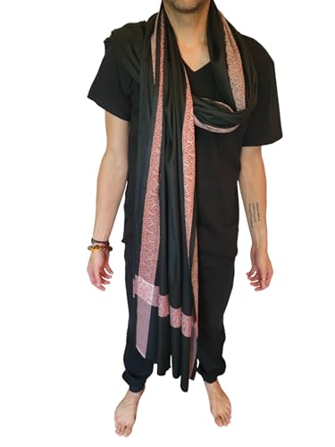 Soft Premium Wool Blend Meditation Shawl - Large Unisex Prayer Wrap, Oversize Scarf & Versatile Blanket - color: Black