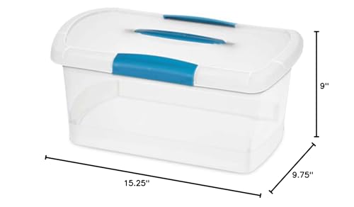 Sterilite Medium Nesting ShowOffs, Stackable Small Storage Bin with Latching Lid and Handle, Plastic Container to Organize Home, Clear, 30-Pack - size: Medium, style: 30-Pack