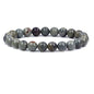 Amandastone Natural Gemstone 8mm Round Beads Stretch Bracelet 7 Inch - color: Silver Leaf Jasper