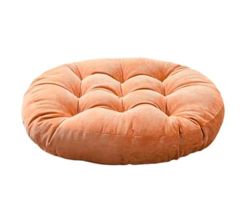 Japanese Large Linen Tatami Floor Pillow,Round Futon,Thicken Tufted Corduroy Seat Cushion,Solid Color Floor Cushion,Yoga Meditation Cushions Balcony Outdoor(Size:1 Piece,Color:Orange) - color: Orange, size: 1 piece